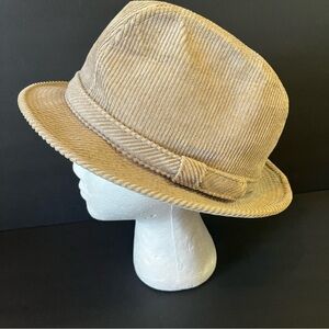 Share Dorfman Pacific Mens Fedora Corduroy Tan Sz 7 1/4 - 7 3/8 Classic Timeless